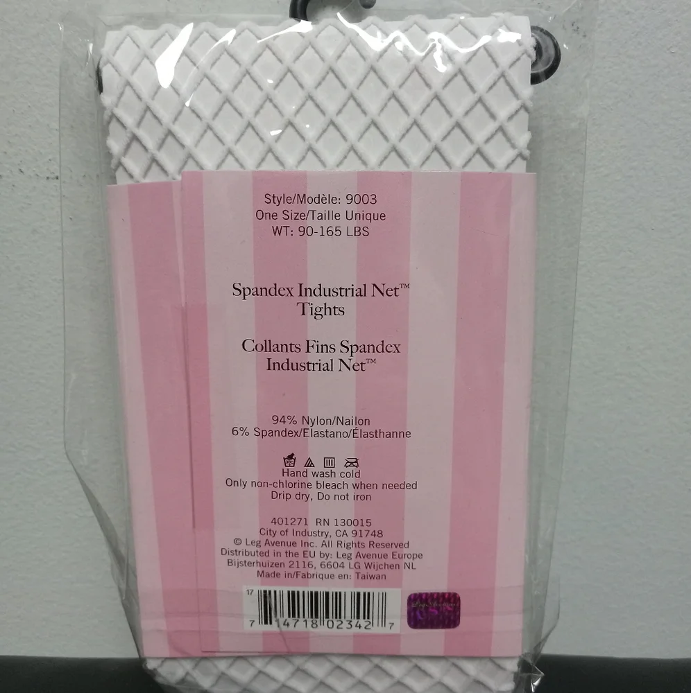 Leg Avenue White Spandex Industrial Net Fishnet Tights